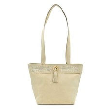 Escada Sand Stitch Detail Suede Tote Shoulder Bag Handbag Purse