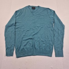 Maglione ZARA blu medio uomo girocollo manica lunga seta cotone cashmere maglia