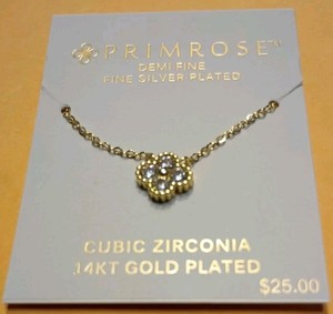 Authentic Primrose Demi Fine Cubic Zirconia 14KT Gold Plated Fine Silver Plated NOS Clover
