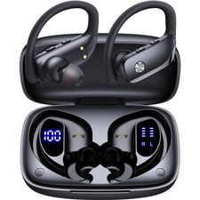 Bluetooth Sports Earbuds with LED Display Secure Fit for Running Workouts