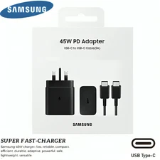 Genuine 45W Super Fast Charger Adapter Plug & Cable For Samsung Galaxy Phones