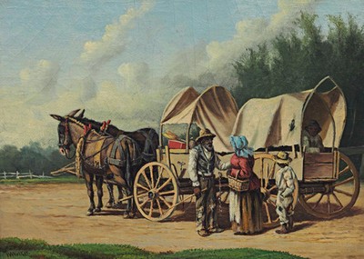 William Aiken Walker Covered Wagon Scene 1890s Art Reprint Poster Photo 16x24