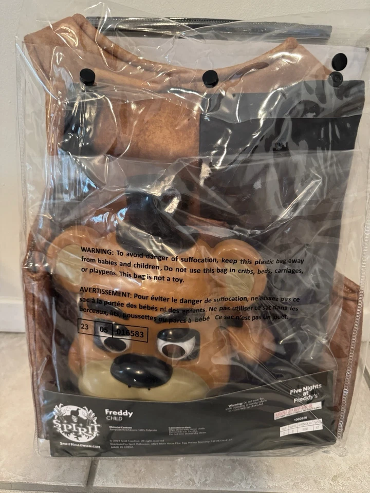 Five Nights at Freddy's Freddy Child Costume Jumpsuit Mask Gloves. Medium 8-10 - Image 2 of 2
