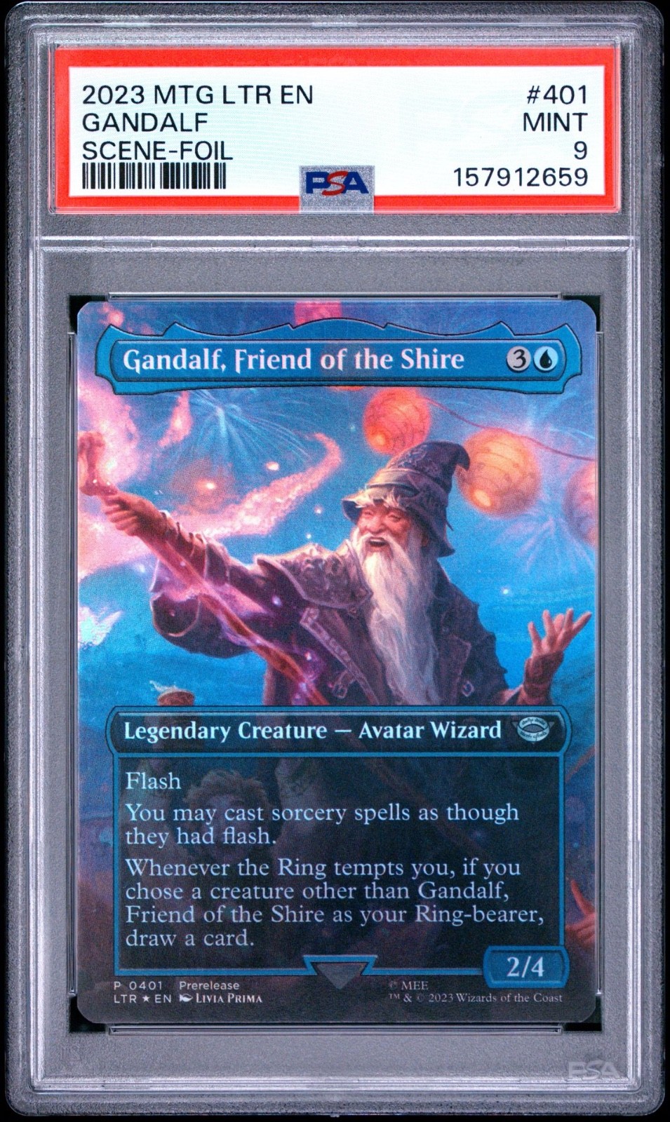 Magic The Gathering Lord of the Rings Gandalf Scene Foil #401 PSA 9