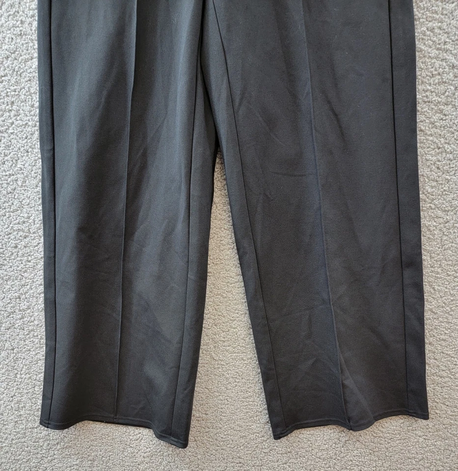 Calça ponte Bar III Petite perna alta perna larga costurada feminina PP preta com zíper gancho e barra - Imagem 4 de 4