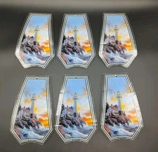 OK Lighting Touch Lamp Replacement Glass Panel Set of 6 Lighthouse 9 in Vintage 