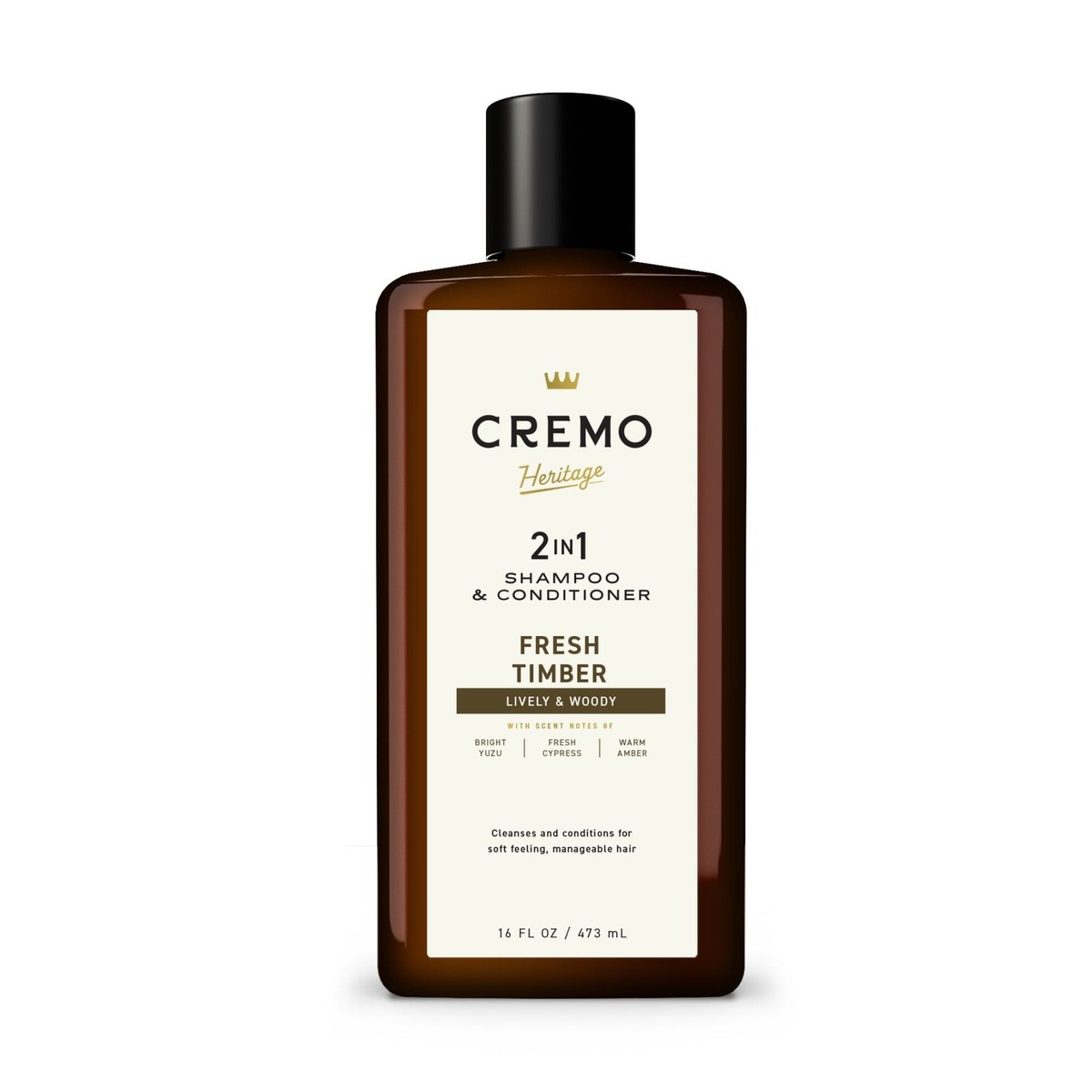 Cremo Heritage 2-in-1 Shampoo & Conditioner, Fresh Timber, 16 fl