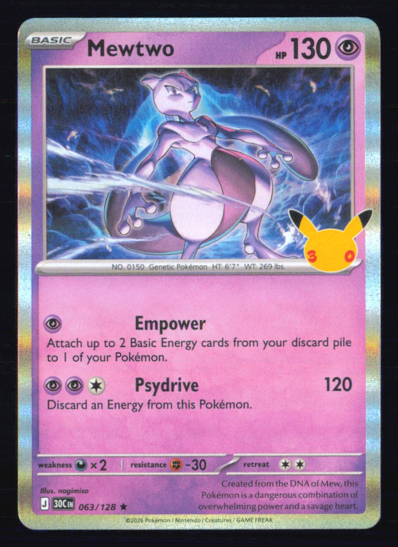 Mewtwo 063/128 Holo Rare Pokemon Near Mint