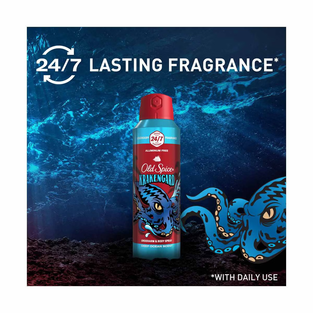 2 PACK Old Spice Aluminum Free Body Spray for Men, Krakengard, 5.1 fl oz