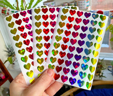 Lot Of 3 Prismatic Rainbow Heart Sticker Sheets, Option 2: For Valentine  s Day 