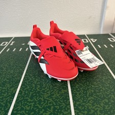 adidas Predator Club Kids Junior FG/MG Soccer Cleats Red White JS0352 Size 3 1/2