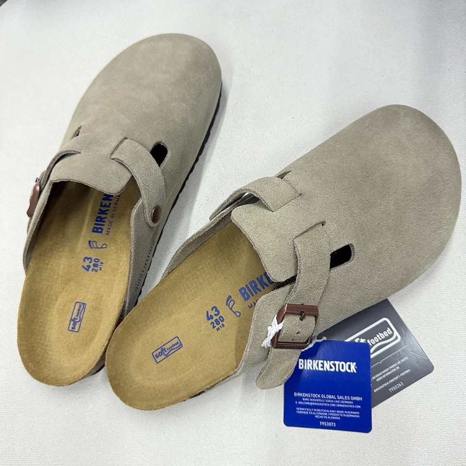 Birkenstock Boston Soft Footbed Taupe Suede Leather Women's & Men's Clogs Shoes - Image 3 of 4