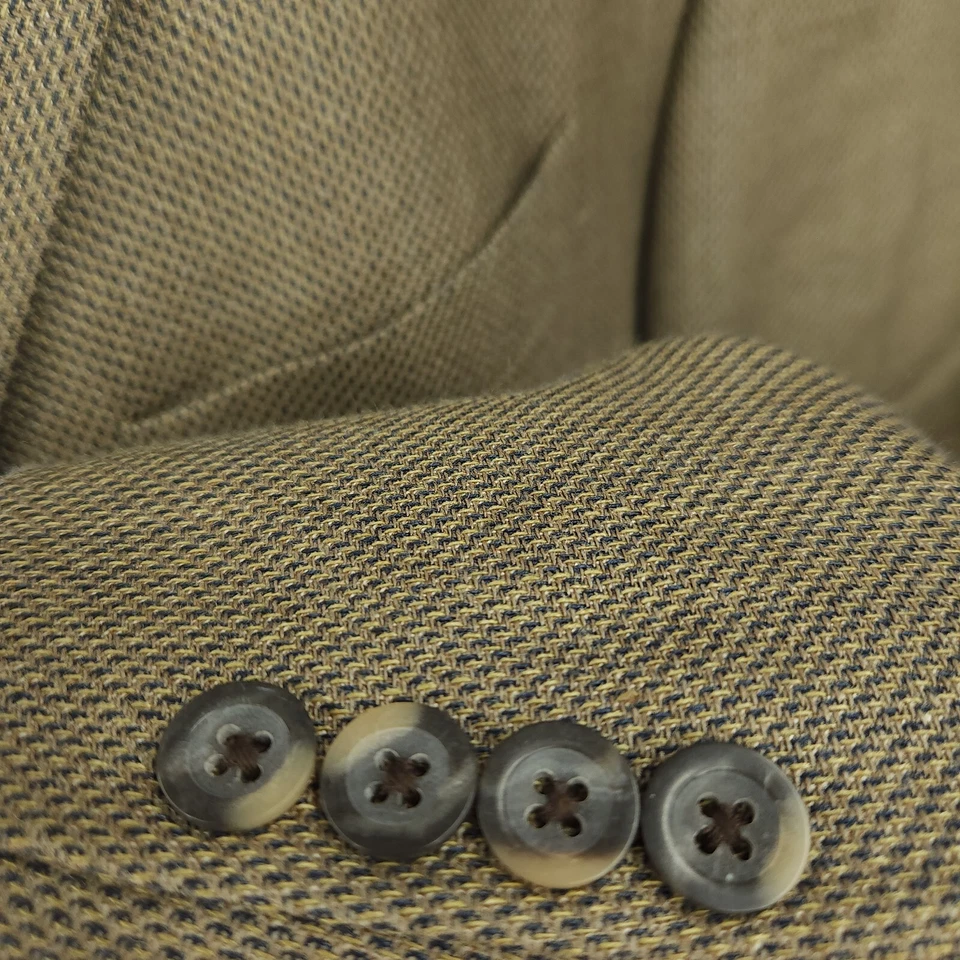 Oscar De La Renta Blazer Mens 48L Beige Silk Wool Sports Coat Jacket 3 Buttons - Image 4 of 4