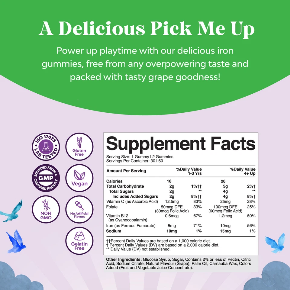 Tasty Kids Multivitamínico con Hierro Gomoso - Suave para Niños y Niños Pequeños 60ct Foto 3 de 4