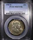 1958-D Franklin Half Dollar PCGS MS67FBL Has Golden Toned ~Beautiful Coin.
