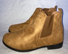 PEP&CO WOMEN'S LADIES TAN FAUX SUEDE PULL ON ANKLE BOOTS SHOES UK 8 EUR 42 BT027