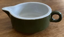 Hall Individual Ceramic Butter/Syrup Server In Forest Green & White - Hard Find