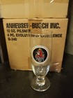 8 Anheuser -Busch Pilsner Glasses Gold rim in box