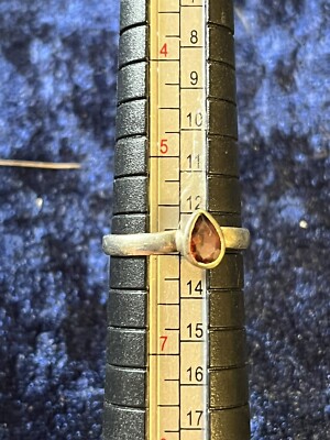 Silber Bernstein Glas Ring Statement Stück Kurioses Antikstück ausgefallenes Design 94