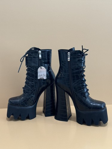 NWT London Rag Stomper Combat Boot in Black -5 - Picture 11 of 21
