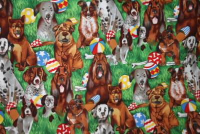 POOCHES AT PLAY FROM HOFFMAN - 100% COTTON FABRIC