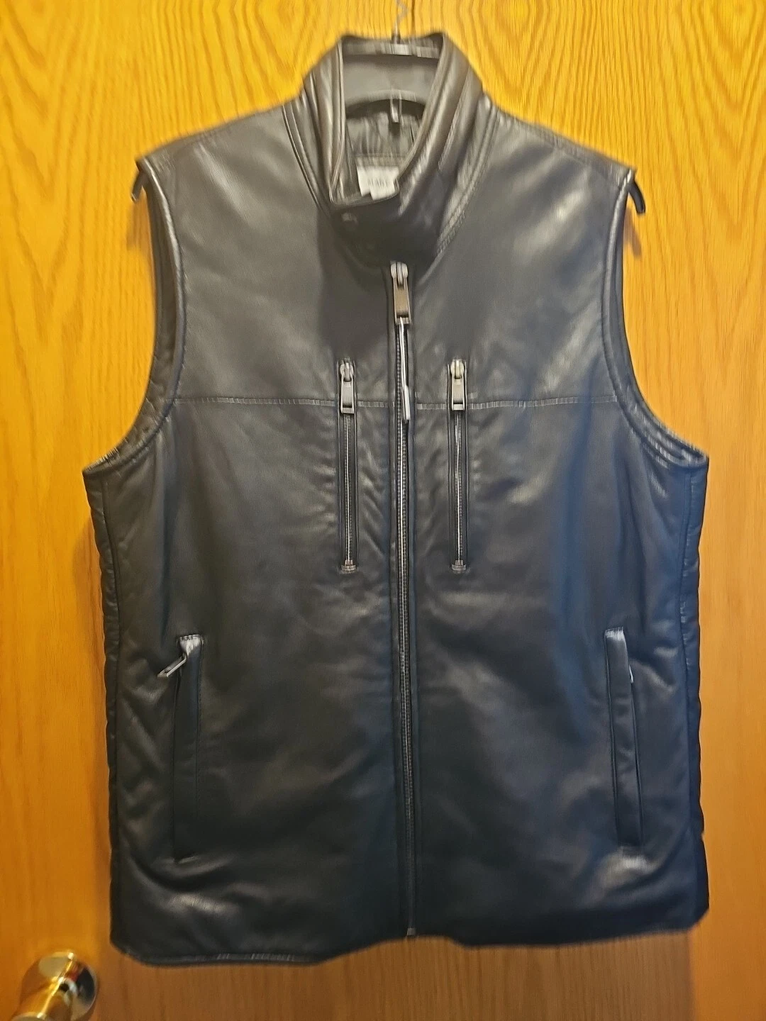 Marc New York by Andrew Marc Vest Men's Sz M Front Leather Back Quilted Fabric