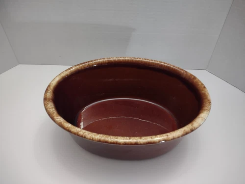 Vintage HULL Brown Drip 10x7x4 Oval Pottery Oven Proof Oval Casserole Dish ~USA