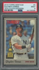 2019 Topps Heritage 1970 Cloth Stickers #5 Gleyber Torres PSA 9