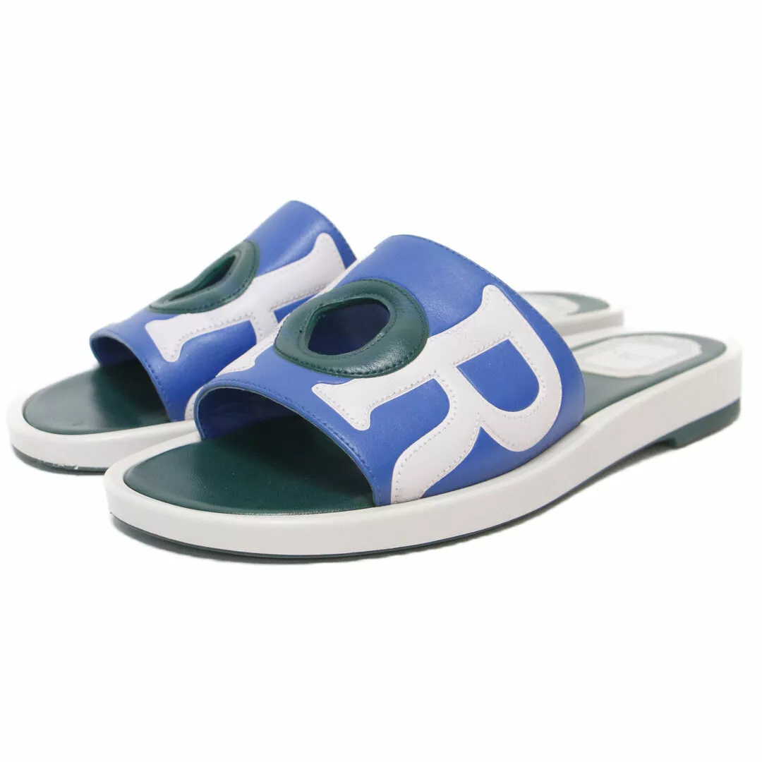 Sandales Dior Christian bleu vert blanc 36 (23,0 cm) cuir mule occasion BEEG 0