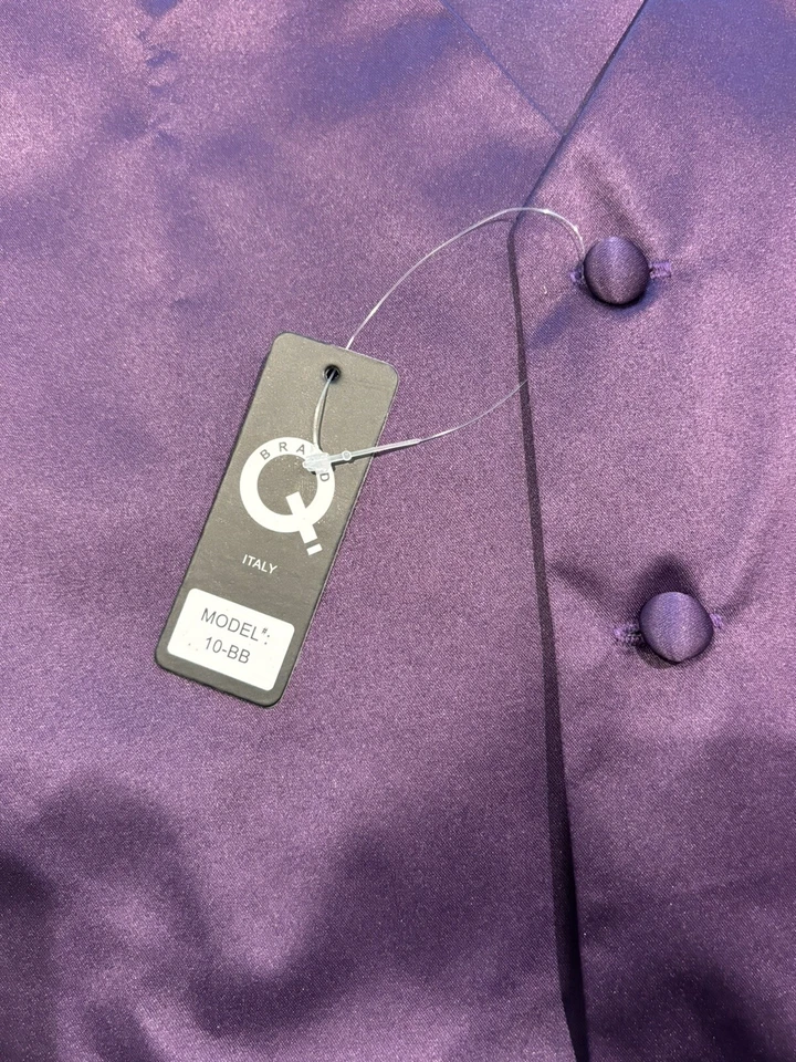Brand Q Vest Mens Size 5XL Purple Solid Black Dress Tux Plus Tie CV - Image 2 of 4