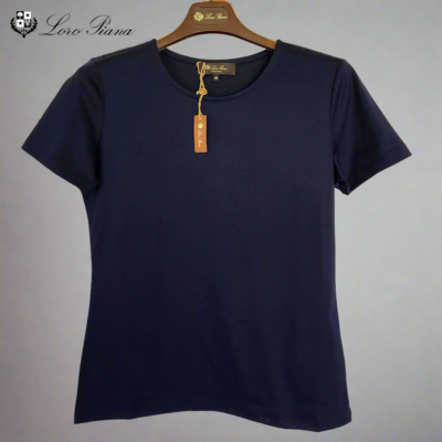 Loro Piana Navy Blue Women's Crew Neck Cotton T-Shirt EU 40 MSRP