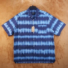 A.P.C. Shirt Mens Medium Blue Stripe Button Up Pocket Short Sleeve ROSS $245