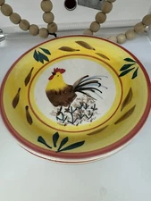 Philippe Richard Country View Rooster Dinner  Plate 10.5" Yellow Set Of 4