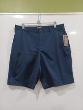 Michael Kors Men's Flat Front Cotton Navy Blue Walking Shorts New 90 30