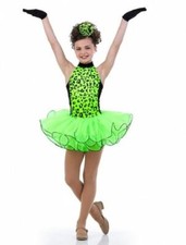 Wild At Heart GREEN Child X-Large Dance Costume Animal Print Tutu w/Mitts New