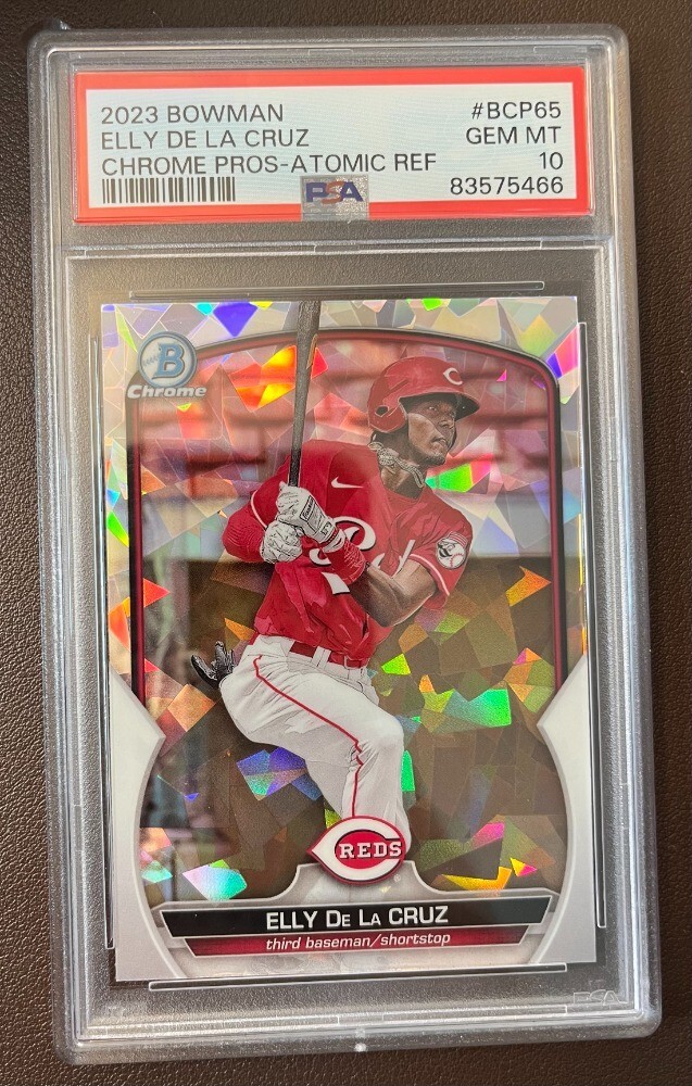 Elly De La Cruz 2023 Bowman Chrome Prospect BCP-65 Atomic Refractor PSA 10