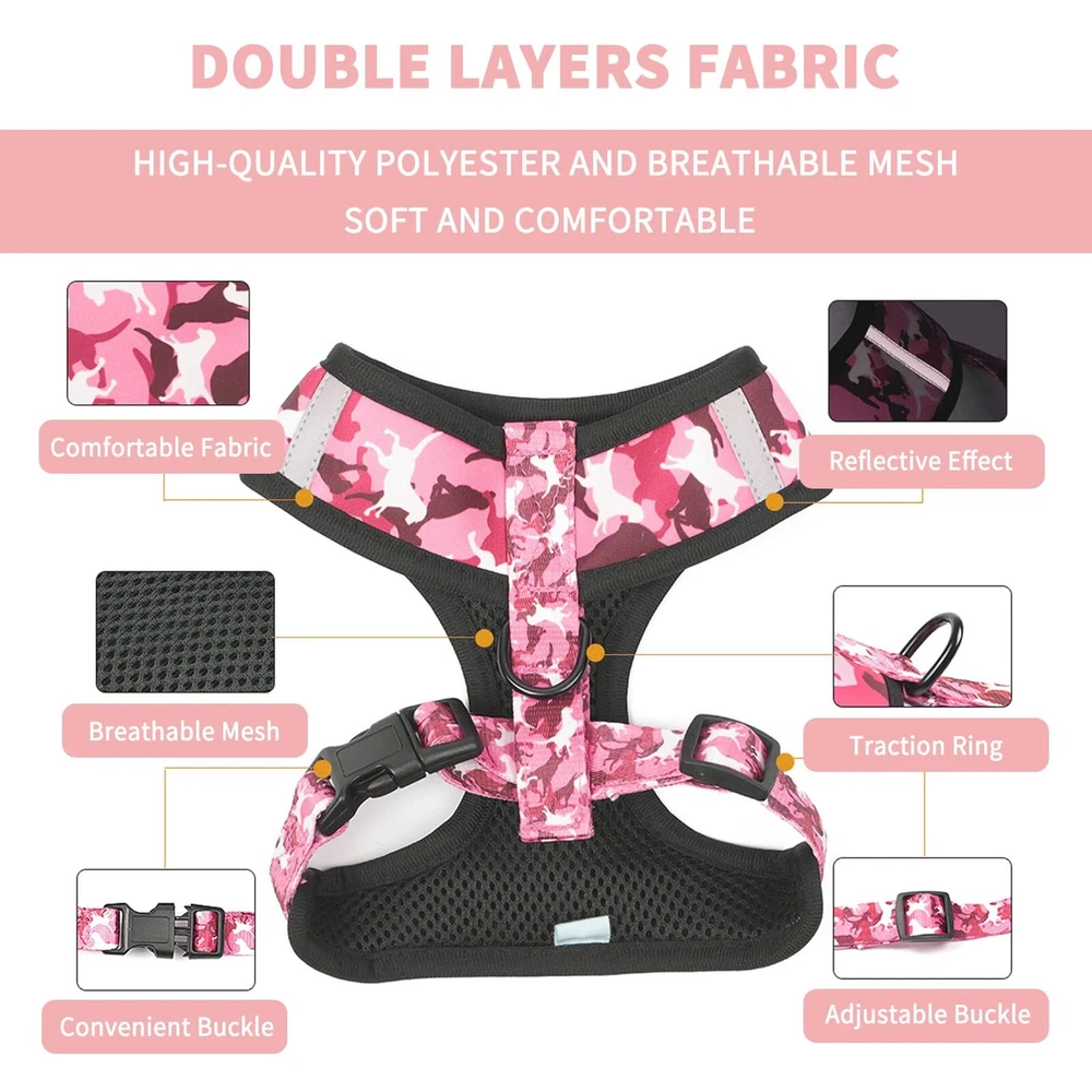 Dog Harness and Leash Set for Small Dogs, Adjustable Reflective No Pull Dog V...