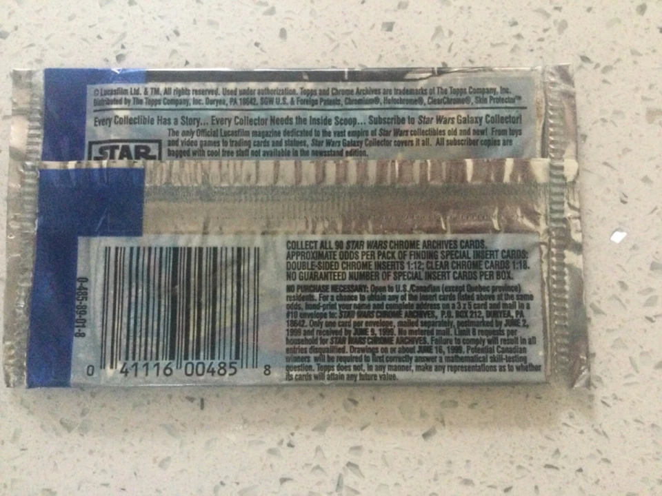 1999 VINTAGE Star Wars Topps Chrome Archives Trading Card hobby Pack [5 Cards] - Image 2 of 4