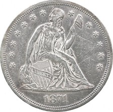 1871 Seated Liberty Silver Dollar *8120