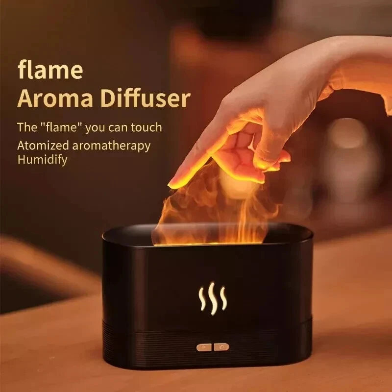 UMIDIFICATORE DIFFUSORE AROMA EFFETTO FIAMMA AROMATERAPIA OLI ESSENZIALI PROFUMO - Immagine 4 di 4