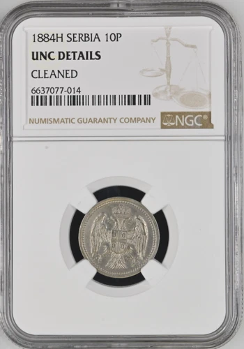 SERBIA 10 PARA 1884H  NGC UNC DETAILS