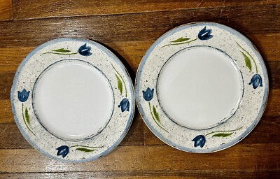Coventry Paper Tulip Blue Pattern, Gres Veritable 10.5'' Dinner Plates Set of 2