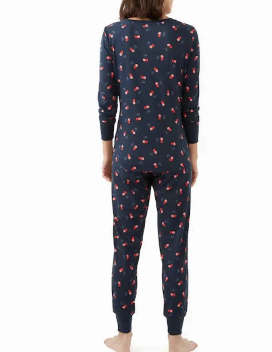Kate Spade Cherry print Henley Holiday Long sleeve and Pants Pajama Set