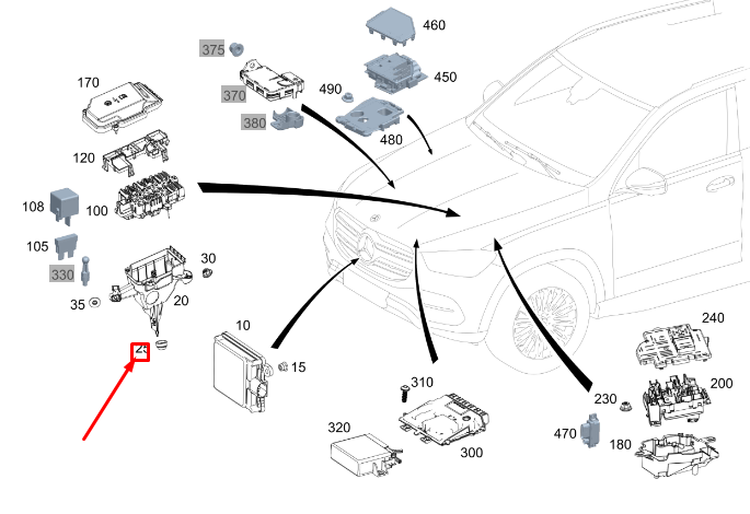 MERCEDES-BENZ GLE W167 Gummilagerbuchse für Anschlusskasten A0004310037