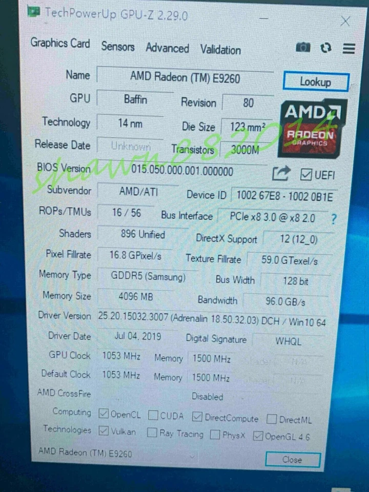 NEW AMD Embedded GPU E9260 216-0896288 4GB GDDR5 Video Graphics Card MXM 3.0 A - Image 2 of 3