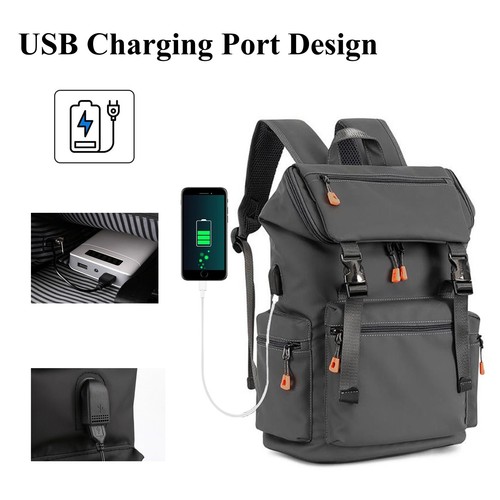US Herren Leder Laptop Rucksack Arbeit Geschäft Reisen Wasserdicht Taschen Schule BF - Bild 33 von 34