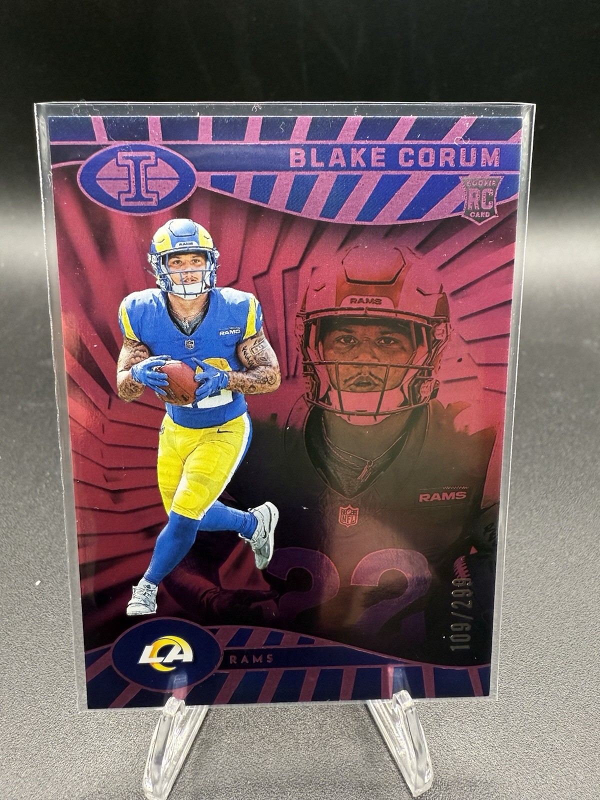 2024 Panini Illusions - Blake Corum #54 Trophy Collection Pink /299 (RC)