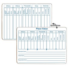 Dry Erase Place Value White Board, 9" x 12" Double Side Table Math Manipulati...