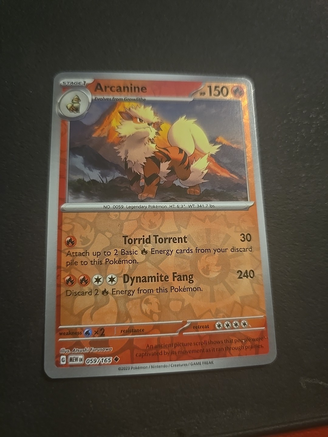 Arcanine 59 /165 SV: Scarlet & Violet 151 Reverse Holo Pokemon NM