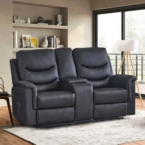 RV Loveseat Recliner Sofa, Reclining Loveseat with Console, Wall Hugge